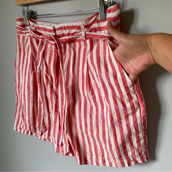 Boden 100% Linen striped Pink and White Women's Shorts Size 6 - Picture 5 of 7